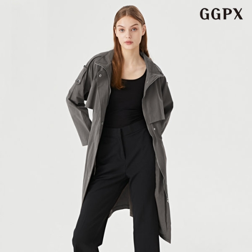  GGPX 여성 하이넥 허리 스트링 데일리 롱 긴팔 자켓 GOCJK007D