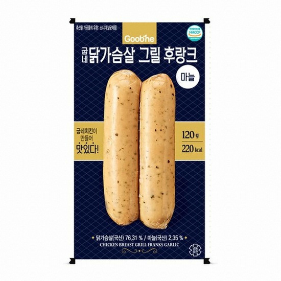 지앤건강생활 굽네 닭가슴살 그릴 후랑크 마늘 120g (50개)