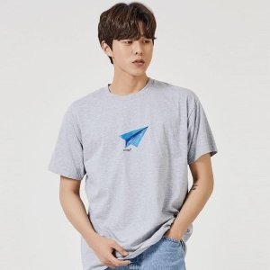키밍 종이 비행기 수채화 그래픽 캐쥬얼 반팔티 W7E27FD
