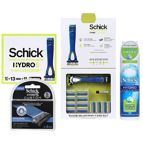 쉬크 하이드로5 파워 4-in-1 그루머 + 면도날 (면도기1개+날12개+커스텀날4개+젤)_이미지