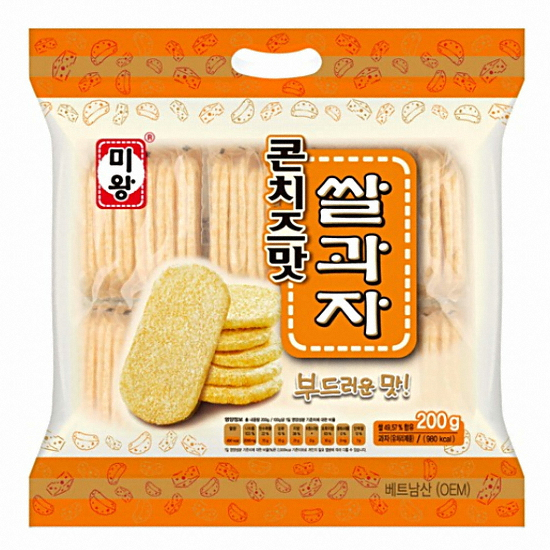 우리씨앤디 미왕 콘치즈맛 쌀과자 36개입 200g (1개)_이미지