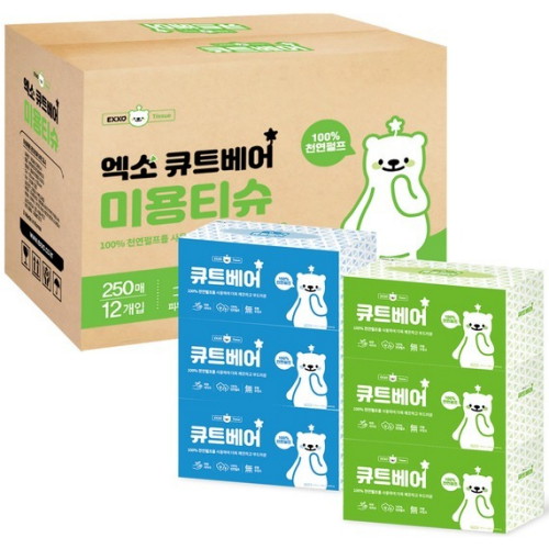 엑소 큐트베어 미용티슈 250매 (3입) (4팩(12입))_이미지