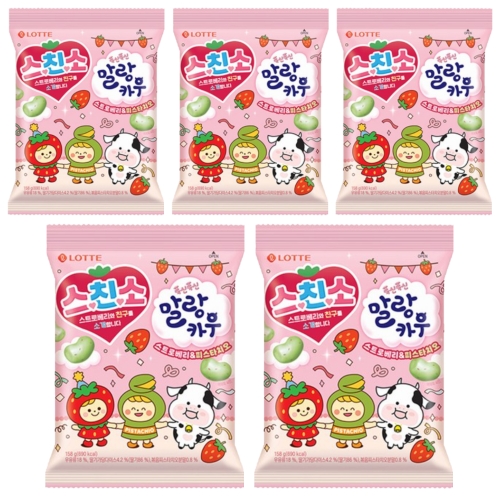 롯데제과 말랑카우 스트로베리 피스타치오 158g (5개)_이미지