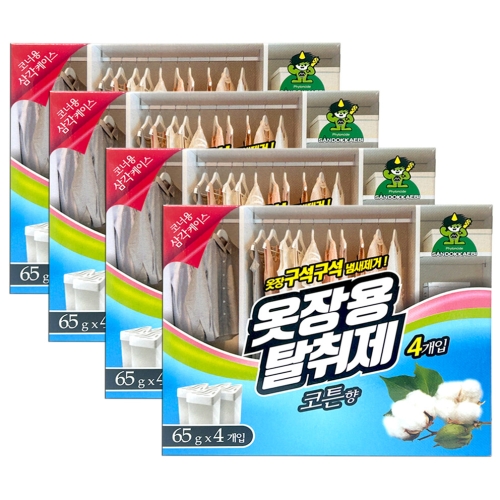 산도깨비 옷장용 탈취제 코튼향 65g 4개입 (6개)