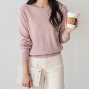 심플 캐주얼 올캐시미어 라운드 가을 니트티 12컬러 23524393