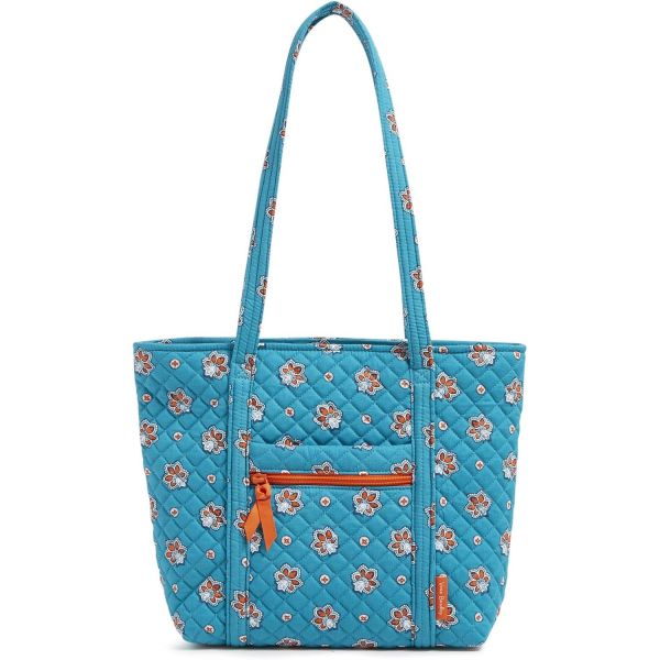 베라 브래들리 프리미엄 코튼 스몰 토트백 아쿠아 및 오렌지 반다나 페이즐리 SSPHHWJG 670008_이미지