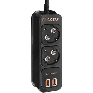 태주산업 2구 USB 부엉이 클릭탭 블랙 Q2 (3m)
