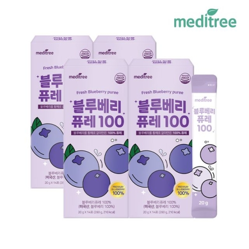 메디트리 미국산 블루베리 퓨레 스틱 100 20g 14포 (4개)_이미지