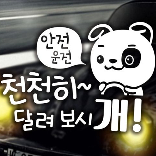 제제데코 자동차스티커 천천히 달려보시개 (화이트)