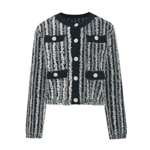 바바패션 JJ지고트 여성 날개사 배색 진주 버튼 가디건 GP1CD411 예쁜