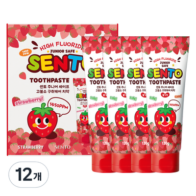 케이보은제약 센토 주니어 세이프 구취케어 치약 딸기향 120g (12개)_이미지