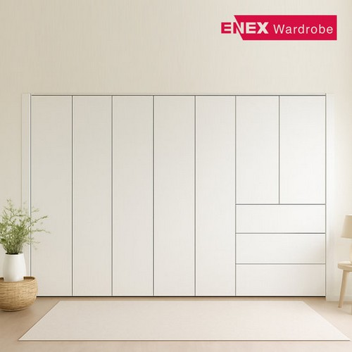 유니온 푸시풀 3단서랍 무몰딩 붙박이장 실속형