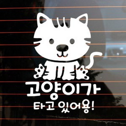 뭉키월드 귀요미 고양이가 타고 있어용 스티커 LSC-733 (화이트)