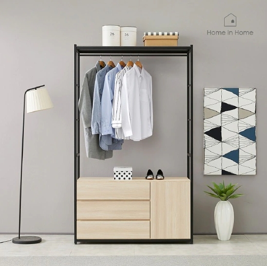 홈인홈 3단서랍 철제 1200D 시스템행거 드레스룸