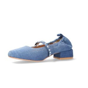 누스미크 NUOSMIQ METAL DOT Maryjane loafers upcycling denim / Q4SSF009DN