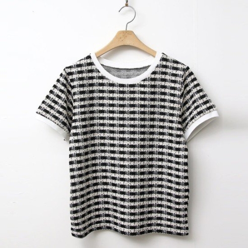 여성 트위드 반팔 니트 티셔츠 DGB-WKN-3361-블랙 34267920