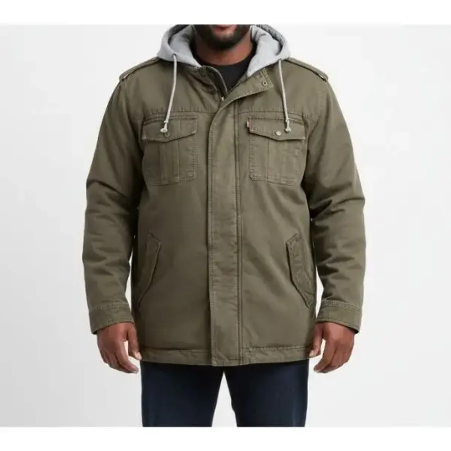 리바이스바디웨어 남성 3XL 톨 사이즈 후드 밀리터리 재킷 셰르파 안감 워싱 면 풀집업 5561790