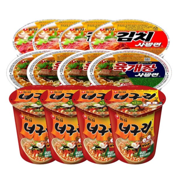 김치 사발면 86g 4개 + 육개장 사발면 86g 4개 + 너구리 62g 4개