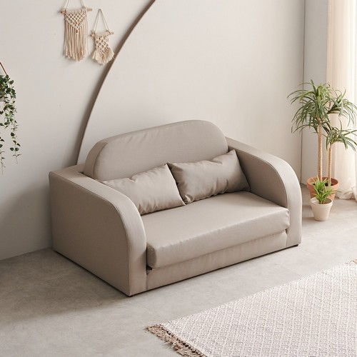 반달 접이식 패브릭 패턴 방수 가죽 소파베드 2인용