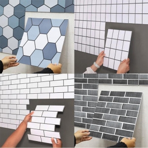 DIY 붙이는 타일 접착식 벽타일 주방 현관 타일시트지 셀프시공 블록-화이트