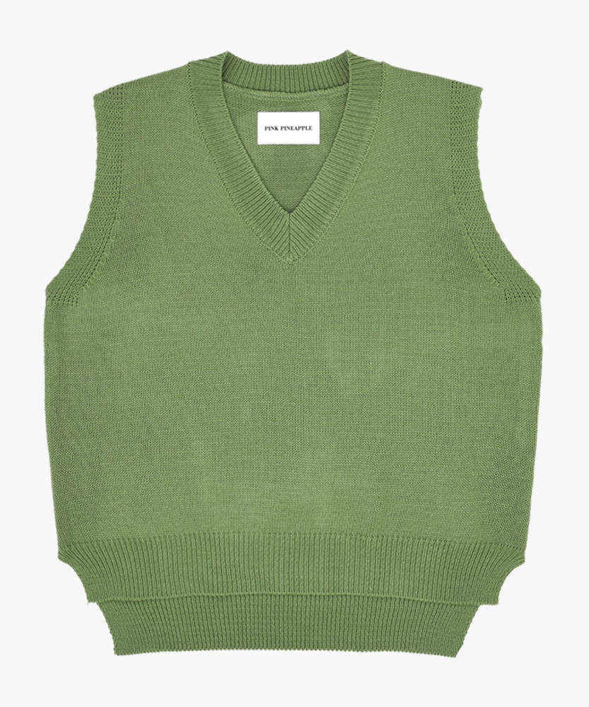 핑크파인애플 BOXY KNIT VEST (그린)_이미지