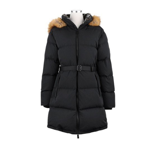 로고 패치 벨티드 퍼 패딩자켓 블랙 8097891