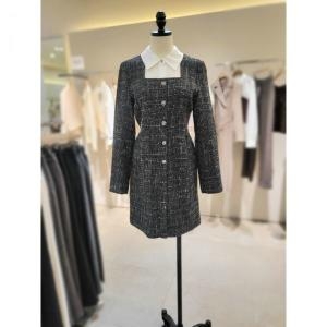 이랜드 로엠 RMOWF11S12 매칭카라 트위드 미니원피스