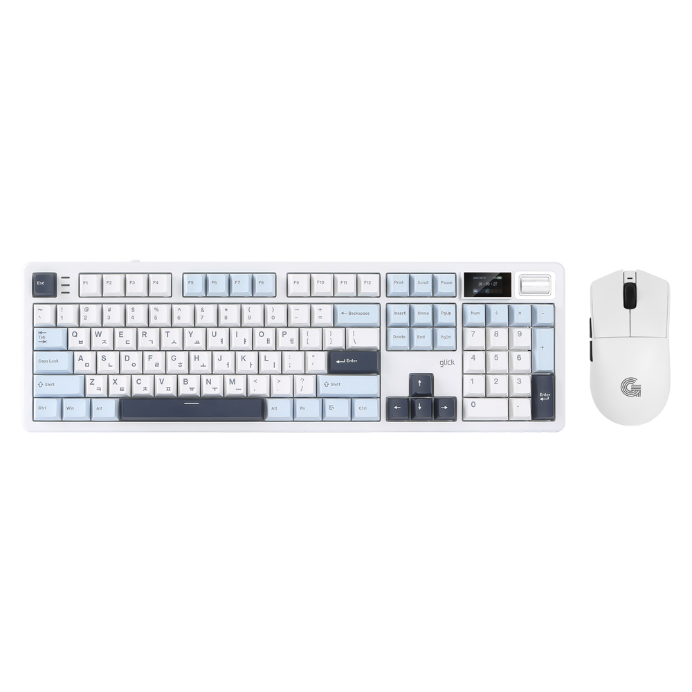 지클릭커 WMK790 유무선 기계식 키보드 마우스 세트 화이트마린 (제주바다, 45g)_이미지