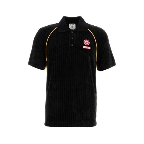 ī�����ī CASABLANCA Black corduroy polo shirt MAW25JTP43201 BLACK