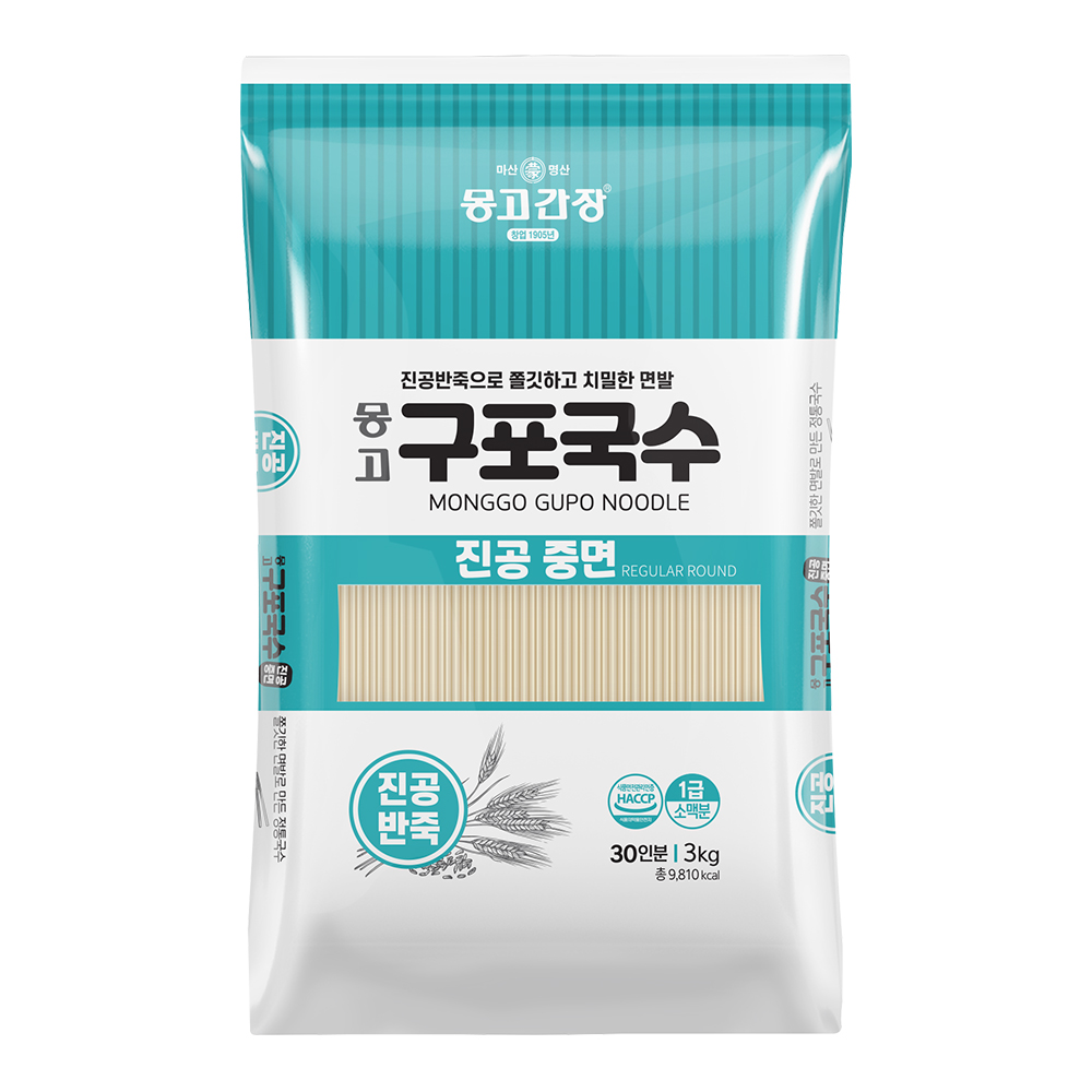몽고식품 마산명산 구포국수 진공 중면 3kg (3개)_이미지