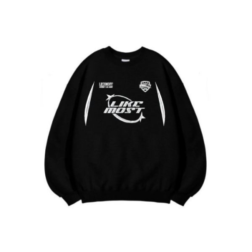 모스트 LIKE THE 라이크 링스타 오버핏 스웨트셔츠 블랙 185081 911RB_이미지
