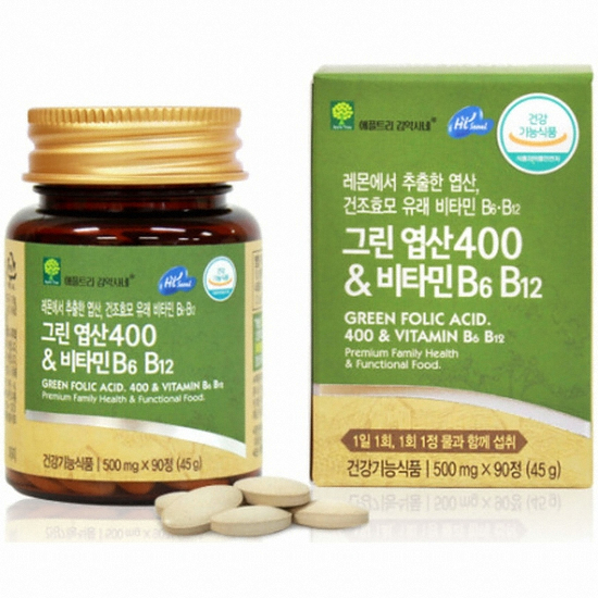 애플트리김약사네 그린 엽산400 & 비타민B6 B12 90정 (1개)_이미지
