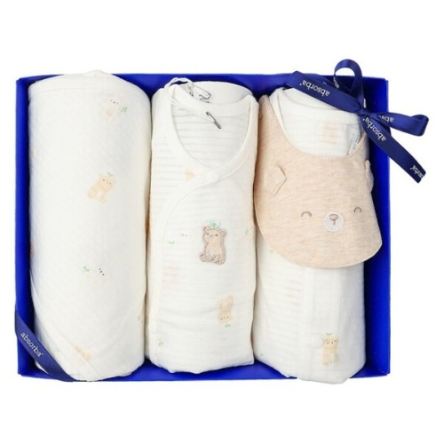 해피랜드F&C 압소바 새싹곰오가닉 속싸개 배냇저고리 우주복 3종세트 B1A1A10909