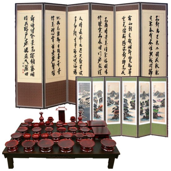 박씨상방 남원 연꽃 복제기 오리목 38P (+병풍(황토))_이미지