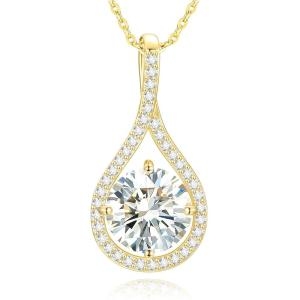 E-EMERMAKING Moissanite 여성용 목걸이 선물 925 실버 18K 화이트/옐로우 골드 도금 0.5-6.0C..