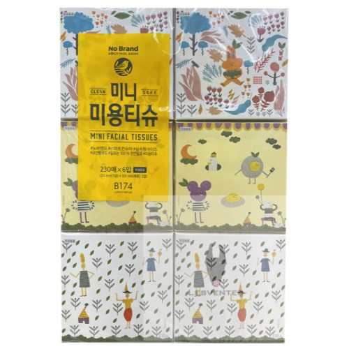 노브랜드 미니 미용티슈 230매 (6입) (3팩(18입))_이미지