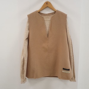 샤트렌 여성 겨울 핸드메이드 조끼,체형커버 장점,옆 지퍼, 블렌딩,레이어드 편한 베스트bw_이미지