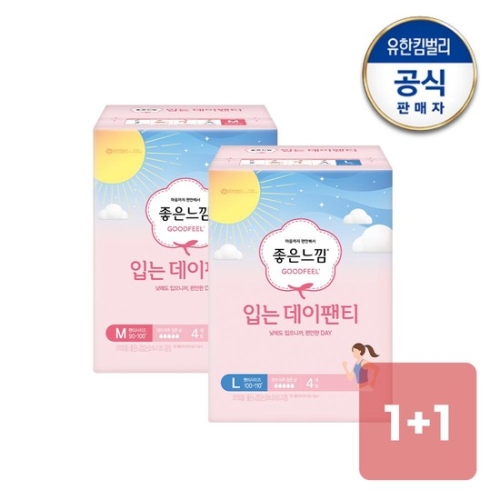 유한킴벌리 좋은느낌 입는 데이팬티 중형 4개 (2팩(8개))
