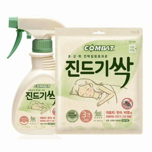 헨켈홈케어 컴배트 진드기싹 스프레이 290ml + 진드기싹 시트 4개입 (1세트)