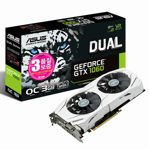 <b>ASUS</b> DUAL 지포스 <b>GTX1060</b> O3G D5 <b>3GB</b> STCOM