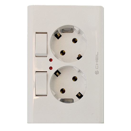 제일 2구 스위치 부착형 안전형 콘센트_이미지