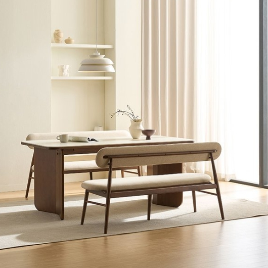 삼익가구 모이르 포세린 세라믹 원목 식탁 1800 (벤치2개)