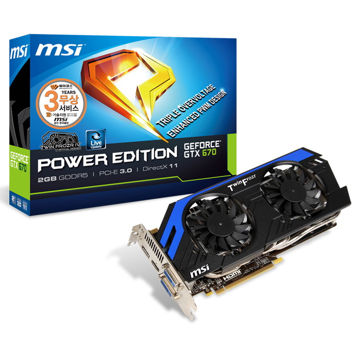 <b>MSI</b> 지포스 GTX670 파워 에디션/OC D5 2GB 트윈 프로져4