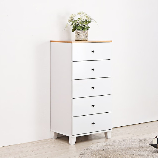 우아미가구 게일 화이트 5단 서랍장 500_이미지