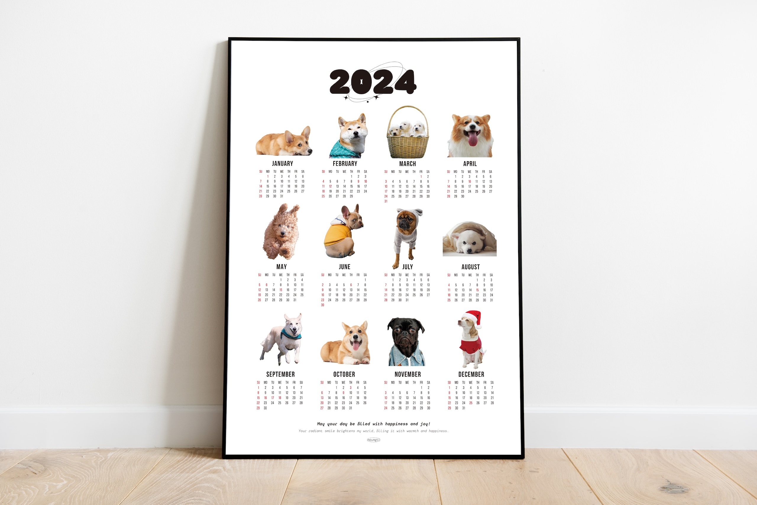 마음길디자인 2026 인테리어 포스터 고양이 강아지 캘린더 달력 [A3]