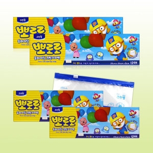 키친아트  뽀로로 슬라이딩 지퍼백 소형 12매 x 2개 + 대형 12매 x 2개 세트[1개]