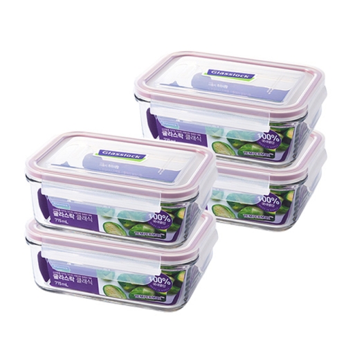 글라스락 퍼플에디션 직사각 밀폐용기 715ml (4개)_이미지