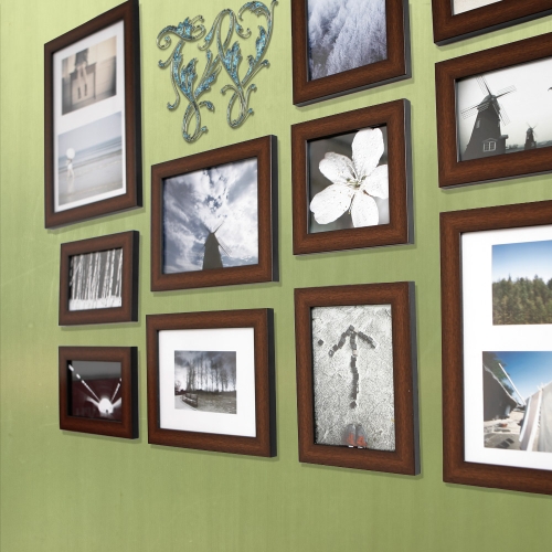 액자엠 클래식한 원목풍 유리포함 사진액자 우드커피브라운 13x17cm_이미지