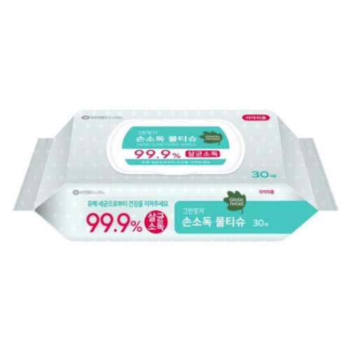 유한킴벌리 그린핑거 손소독 물티슈 캡형 30매 (14팩)
