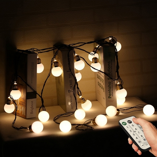 21세기트랜드 LED USB 화이트캡 골드 빅볼 앵두 전구 30구 6M